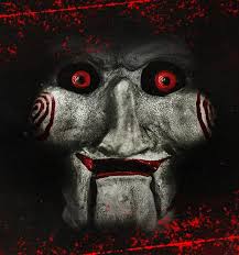 An image of Jigsaw's face from the Saw franchise. 